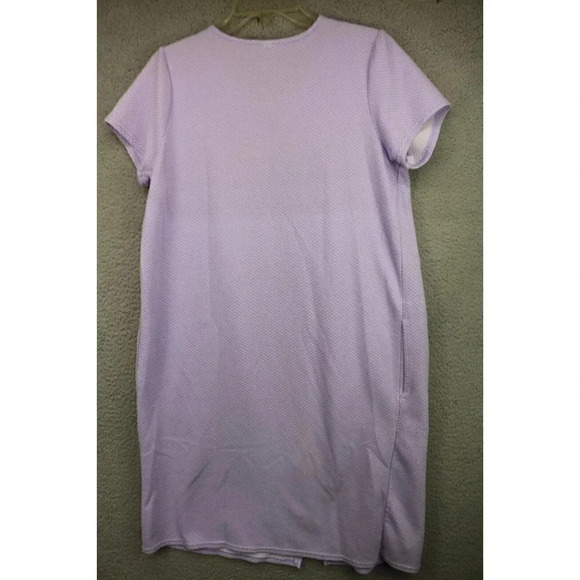 Pink K Women's Purple Full Zip Embroidered Pajama Gown-Medium-Pockets - Picture 7 of 11